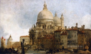 Venecia clásica Painting - Vista de la iglesia de santa maria della salute en el gran canal de Venecia con dogana más allá de David Roberts
